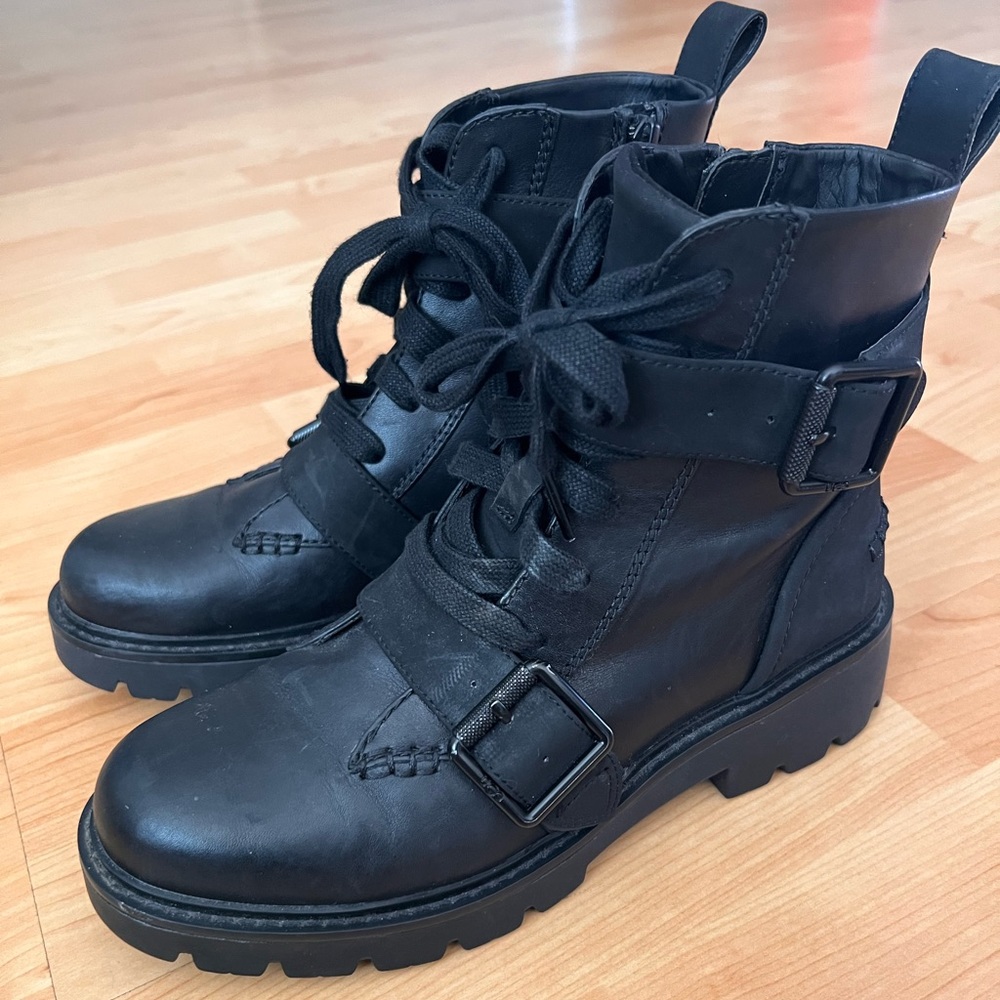 UGG Noe Black Leather Combat Boots